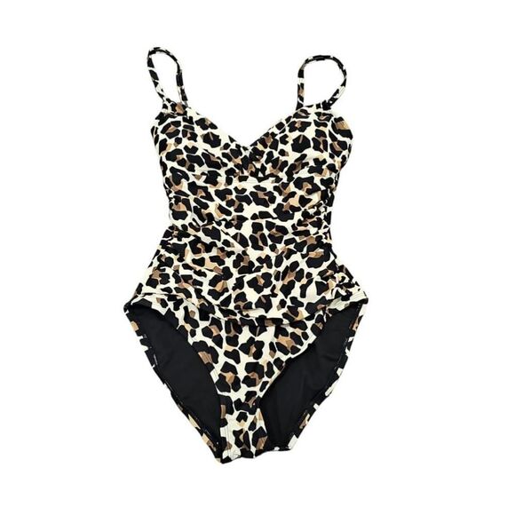 NWOT Ellen Tracy Swimsuit Size 6 Brown/Black - Picture 1 of 6